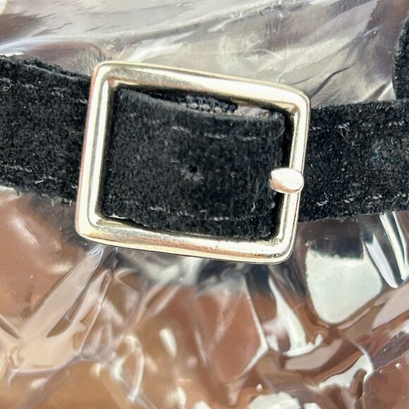 Frye Meghan Ankle Boots Black Suede Booties Cutout Strap w/ Buckle Heeled sz 9 - Picture 7 of 12